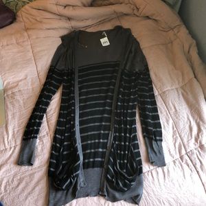 Gray cardigan with Black stripes